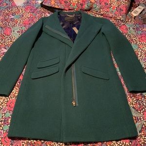 NWT J Crew cocoon coat in Italian stadium-cloth wool - green - size 10